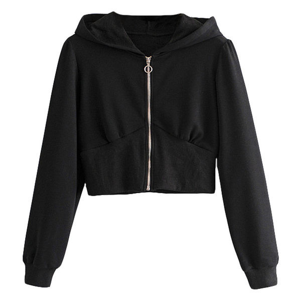 Női pulóver kapucnival és cipzárral