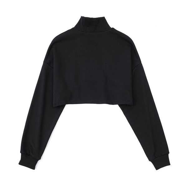 Lühikese mudeliga naiste dressipluus luku ja kõrge kraega