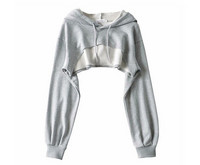 Γυναικείο κοντό φούτερ με κουκούλα - τριών χρωμάτων