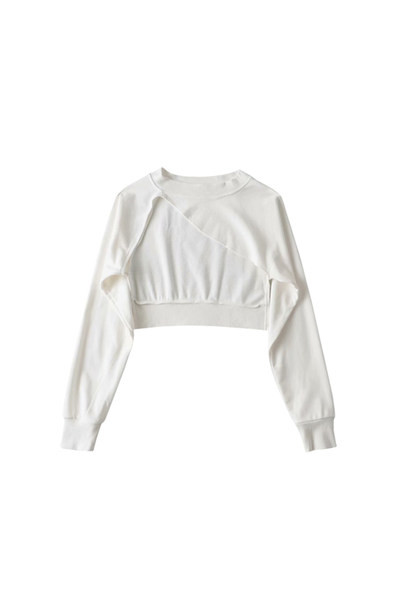 Lühike naiste lühendatud pikkade varrukatega pluus