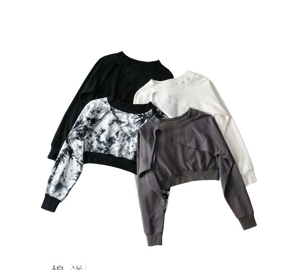 Lühike naiste lühendatud pikkade varrukatega pluus