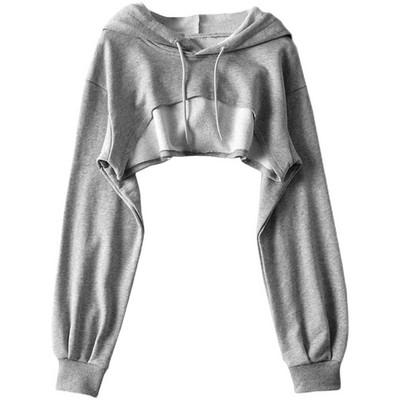 Rövid női pulóver kapucnival