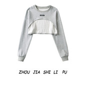 Κοντό μοντέλο γυναικείο φούτερ με στρογγυλή λαιμόκοψη