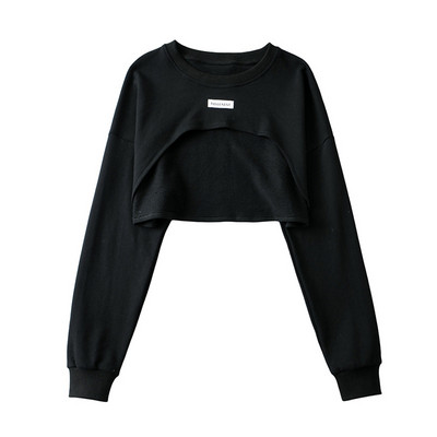 Κοντό μοντέλο γυναικείο φούτερ με στρογγυλή λαιμόκοψη