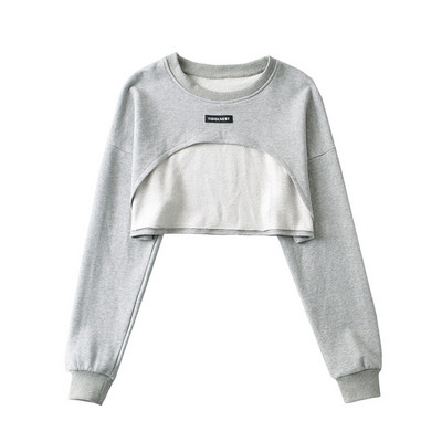 Κοντό μοντέλο γυναικείο φούτερ με στρογγυλή λαιμόκοψη