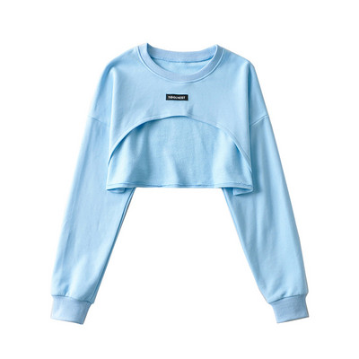 Κοντό μοντέλο γυναικείο φούτερ με στρογγυλή λαιμόκοψη