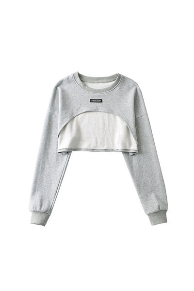 Κοντό μοντέλο γυναικείο φούτερ με στρογγυλή λαιμόκοψη