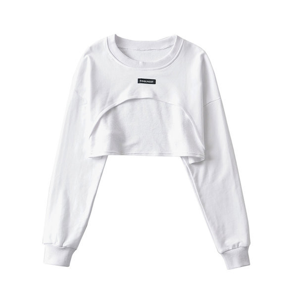 Κοντό μοντέλο γυναικείο φούτερ με στρογγυλή λαιμόκοψη