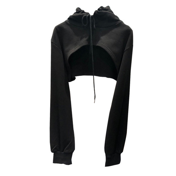 Γυναικείο ανοιξιάτικο φούτερ με κουκούλα - μαύρο και γκρι χρώμα