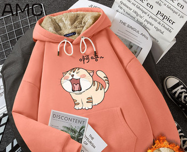 Γυναικείο χειμωνιάτικο φούτερ με κουκούλα και τσέπη