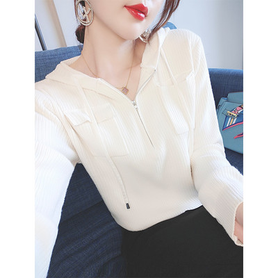 Νέο μοντέλο γυναικείο μονόχρωμο φούτερ με κουκούλα και τσέπες