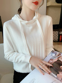 Uue mudeli naiste ühevärviline kapuutsiga dressipluus valge ja must