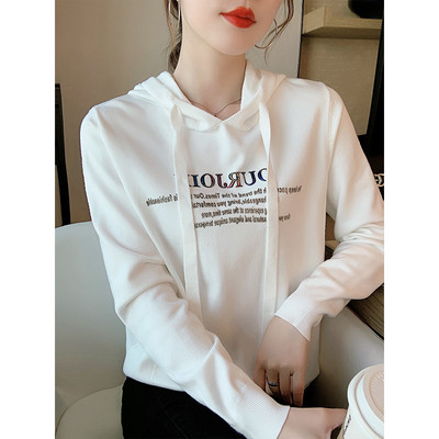 Uue mudeli kapuutsiga naiste dressipluus - valge ja must