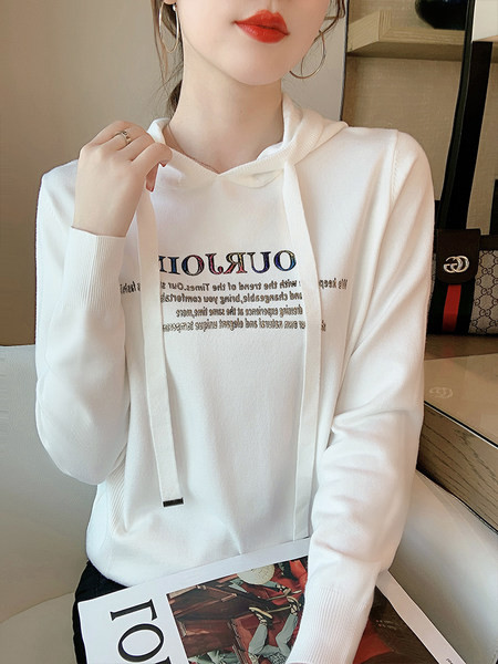 Uue mudeli kapuutsiga naiste dressipluus - valge ja must