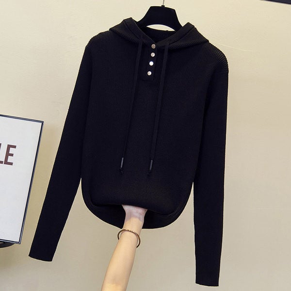 Γυναικείο φούτερ με κουμπιά και κουκούλα