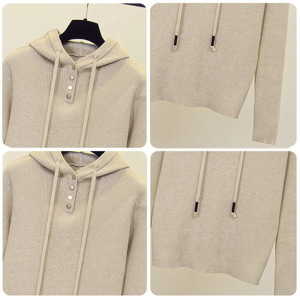 Γυναικείο φούτερ με κουμπιά και κουκούλα