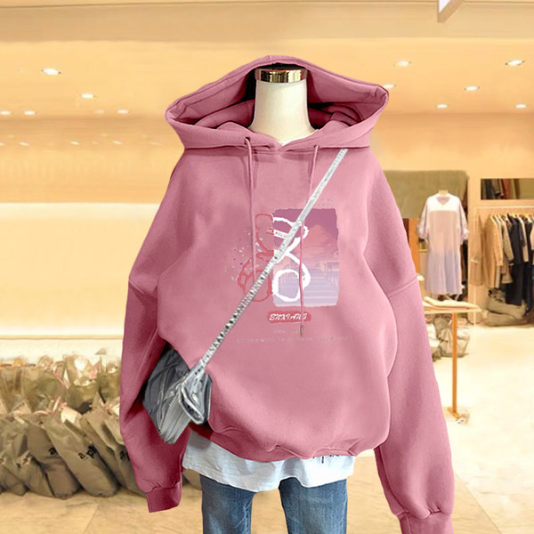 Igapäevane kapuutsiga ja aplikatsiooniga naiste dressipluus