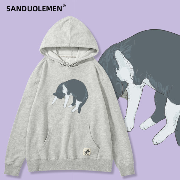 Női pulóver kapucnival és rátéttel