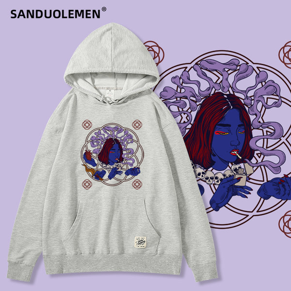 Uue mudeli kolmes värvitoonis kapuutsiga naiste sport dressipluus