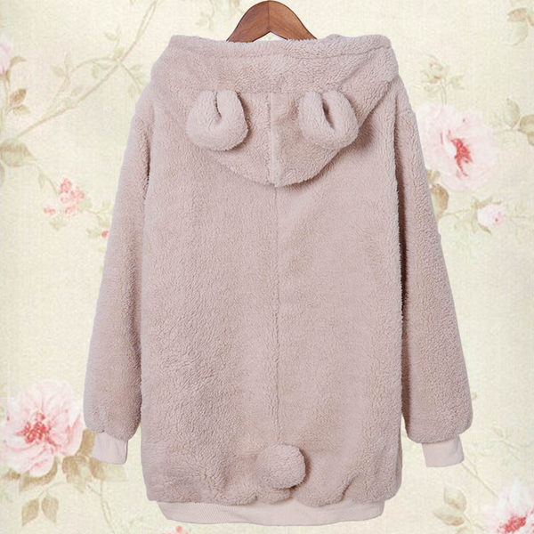 Γυναικείο πουπουλένιο φούτερ με κουκούλα και τρισδιάστατα στοιχεία