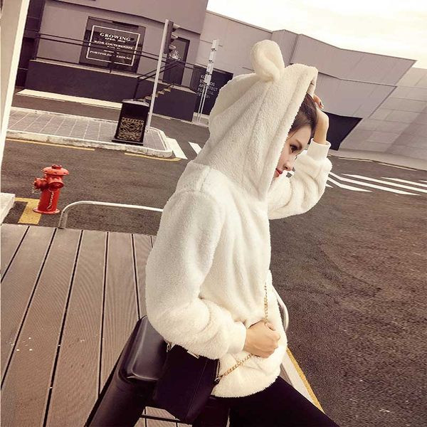 Γυναικείο πουπουλένιο φούτερ με κουκούλα και τρισδιάστατα στοιχεία