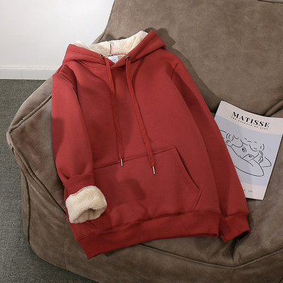 Női alkalmi pulóver vastag bélelt kapucnival és nyakkendővel