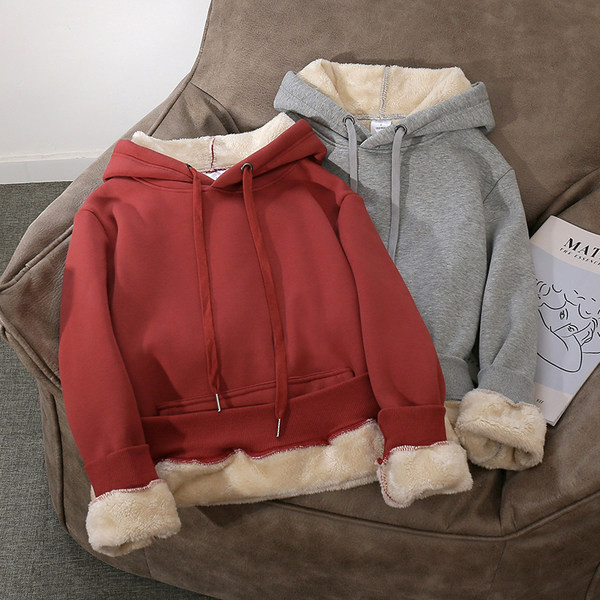 Női alkalmi pulóver vastag bélelt kapucnival és nyakkendővel