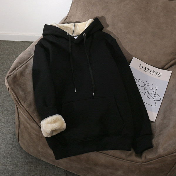 Női alkalmi pulóver vastag bélelt kapucnival és nyakkendővel