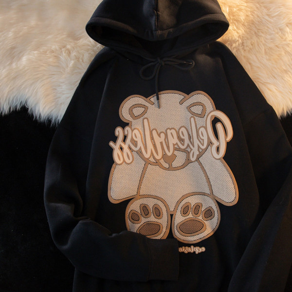 Női pulóverek hímzés és nyakkendő kapucnival