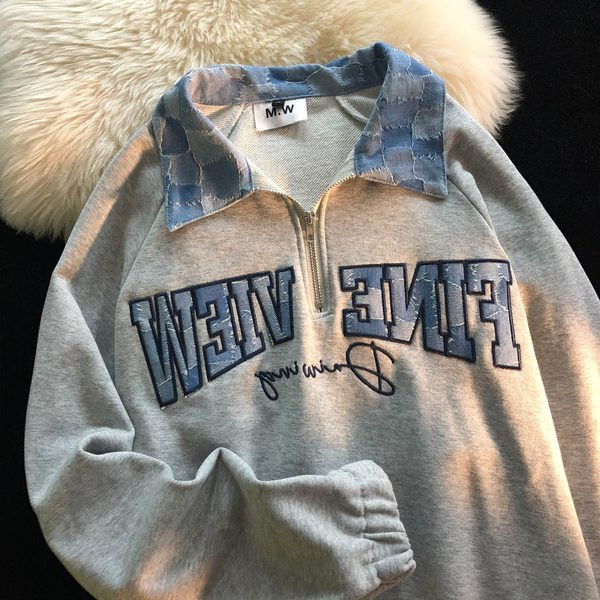 Naiste igapäevane tõmbluku ja tikandiga dressipluus