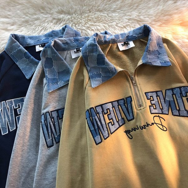 Naiste igapäevane tõmbluku ja tikandiga dressipluus