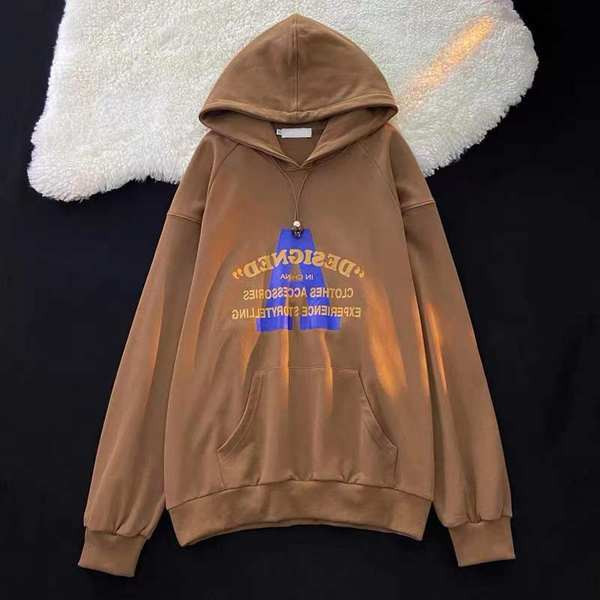 Γυναικείο φαρδύ φούτερ με επιγραφή και κουκούλα