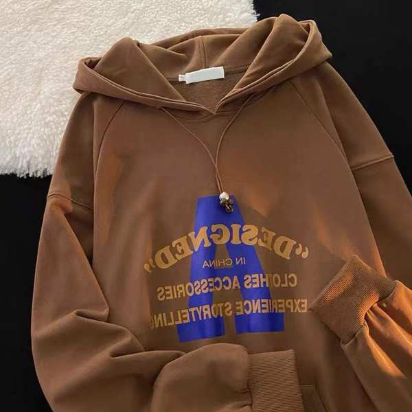 Γυναικείο φαρδύ φούτερ με επιγραφή και κουκούλα