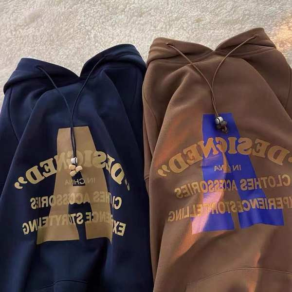 Γυναικείο φαρδύ φούτερ με επιγραφή και κουκούλα