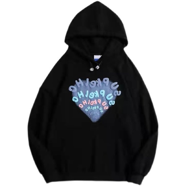 Modern női pulóver mintával és kapucnival