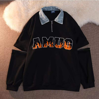 Naiste igapäevane tõmbluku ja tikandiga dressipluus