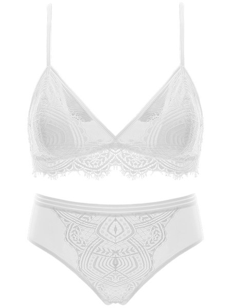 Στενό σετ από σουτιέν δύο μερών με τριγωνικό κύπελλο και μπικίνι