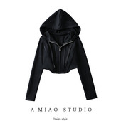 Naiste kapuutsiga dressipluus - musta värvi