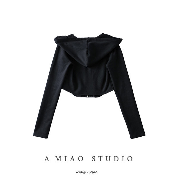 Naiste kapuutsiga dressipluus - musta värvi