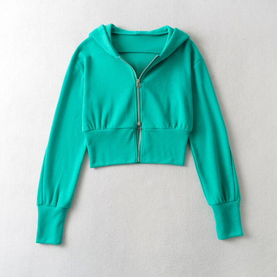 Naiste lühike kapuutsiga ja kinnitusega dressipluus