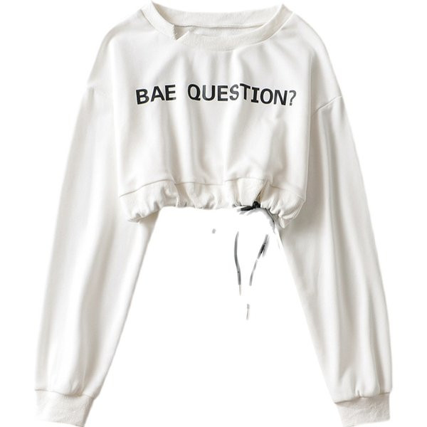 Naiste lühike pluus ümara kaelusega ja kirjaga