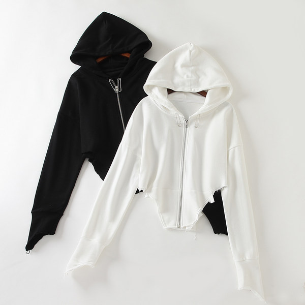 Naiste asümmeetriline kapuutsiga dressipluus