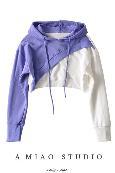 Lühike kapuutsi ja lipsudega dressipluus