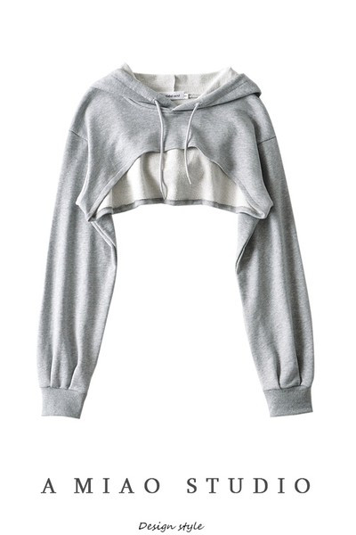 Lühikese mudeliga naiste dressipluus kapuutsiga