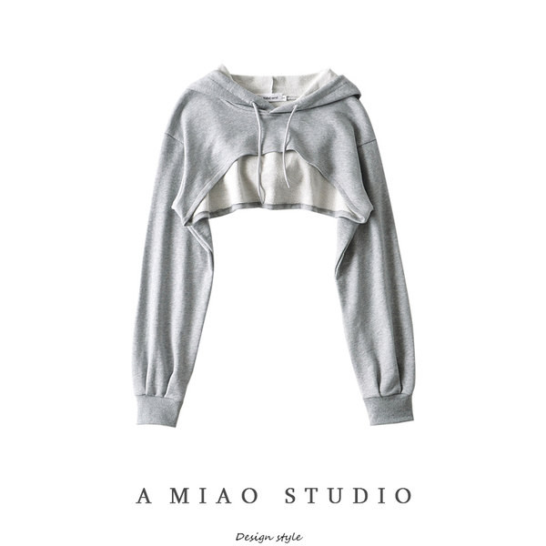 Lühikese mudeliga naiste dressipluus kapuutsiga