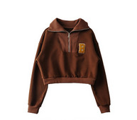 Lühikese mudeliga naiste dressipluus luku ja tikandiga