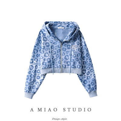 Γυναικείο φούτερ με κουκούλα - λεοπάρ σχέδιο