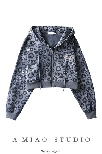 Γυναικείο φούτερ με κουκούλα - λεοπάρ σχέδιο