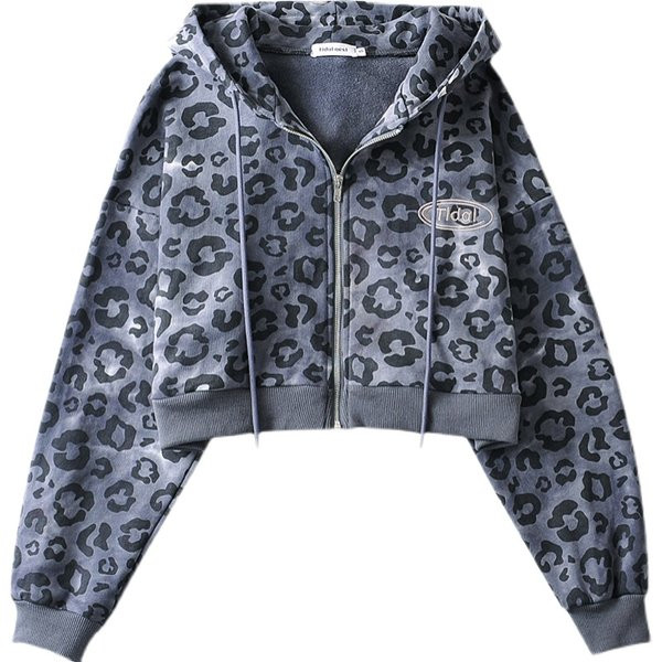 Γυναικείο φούτερ με κουκούλα - λεοπάρ σχέδιο