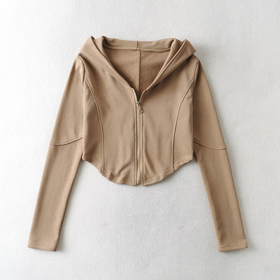 Naiste asümmeetriline kolmevärviline kapuutsiga dressipluus